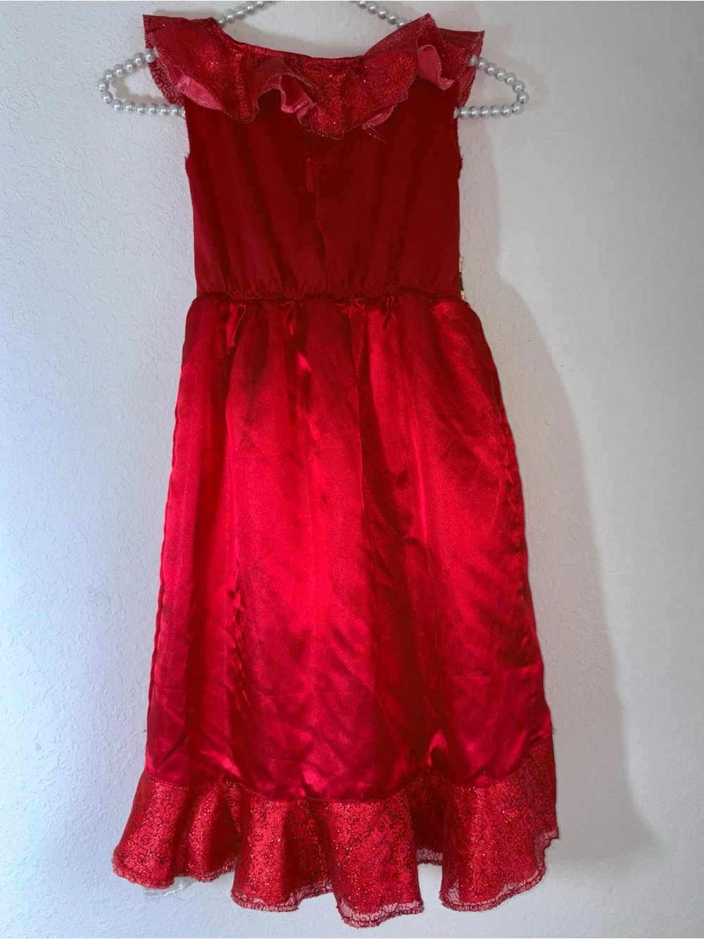 Disney elena of avalor Girls age 7 Red Princess Costume Dress with Gold Belt